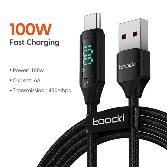 100W USB Type C Cable for Huawei Honor Xiaomi Samsung Super Charge Fast Charging USB C Charger Data Cable Wire Cord 1M 2M