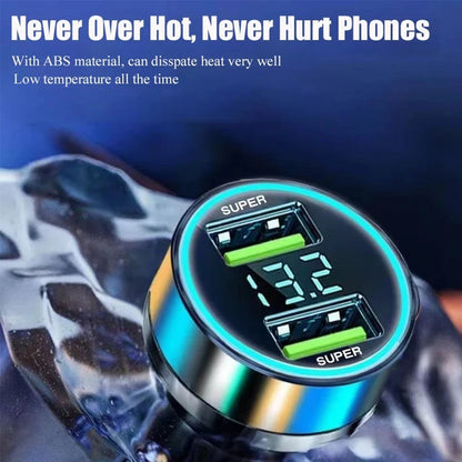 240W Car Charger Dual USB Ports 120W Super Fast Charging with Digital Display Quick Charging Adapter for Iphone Samsung Xiaomi