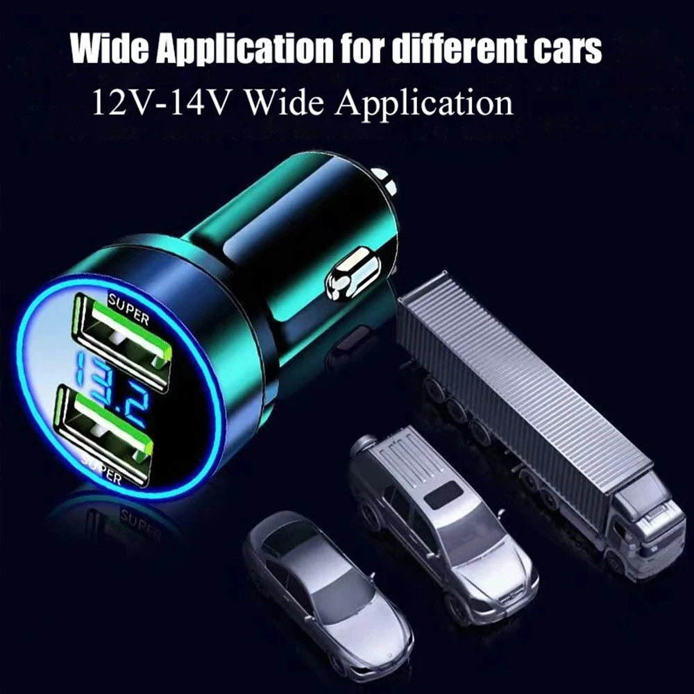 240W Car Charger Dual USB Ports 120W Super Fast Charging with Digital Display Quick Charging Adapter for Iphone Samsung Xiaomi