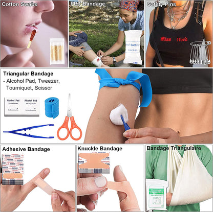 Emergency Survival Kit and First Aid Kit, 142Pcs Professional Survival Gear and Supplies Equipment with Molle Pouch, Gift for Christmas Men Dad Husband Camping Hiking Hunting Outdoor Adventure